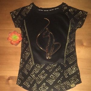 Baby Phat Teen Girl Shirt Large Vintage Gold Cat